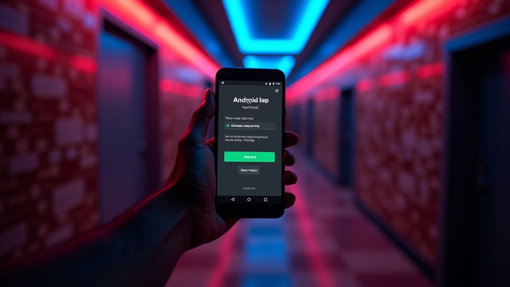 Smartphone zeigt die Installation einer APK auf Android in einer Casino-Atmosphäre