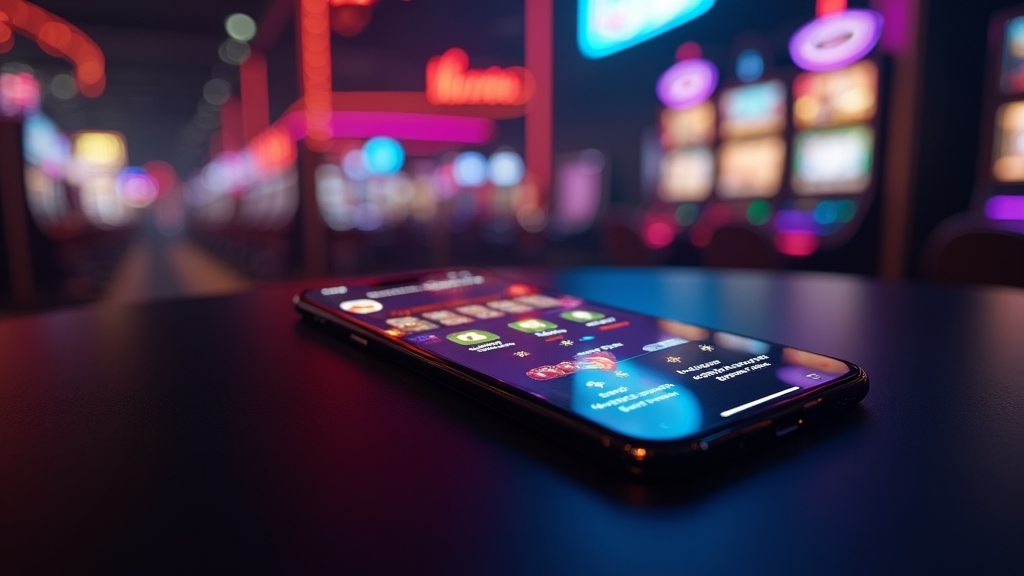 Smartphone mit mobiler Casino-Oberfläche und klaren Navigationsbuttons